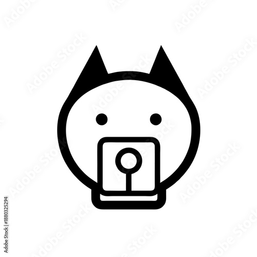 Abstract Pit Bull Logo, Simplified Head Form Using Basic Shapes, Flat Design