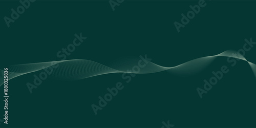 Abstract wave soft green gradient with the line on dark green pattern background. Digital sound wave design