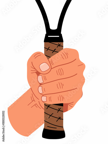 Tight grip on tennis racket handle for professional play