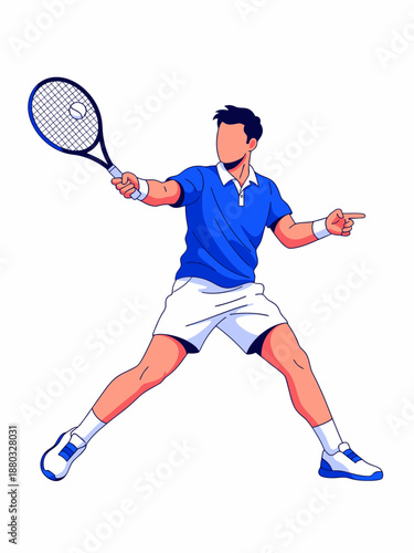 Professional tennis player performing powerful forehand swing