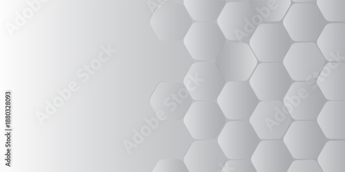 Abstract hexagonal grey white on smooth grey background. Modern digital hexagon presentation