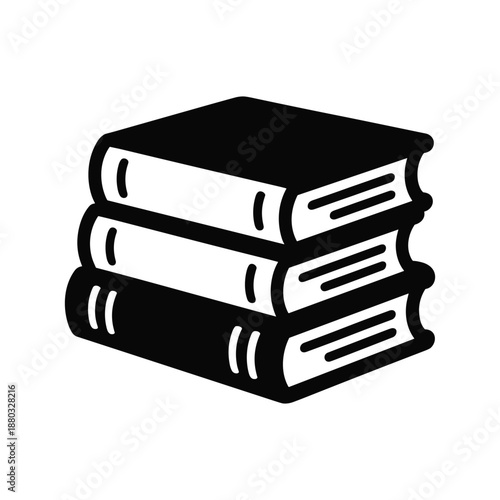 Stack of Books Icon – Education, Knowledge and Learning Symbol in Black Flat Design