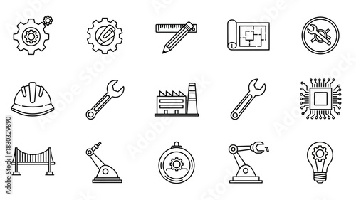 collection of engineering and construction icons high quality