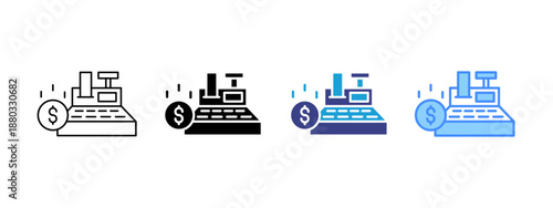 Cash Machine icon set multiple style collection