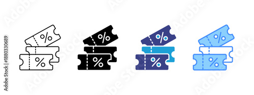 Coupons icon set multiple style collection