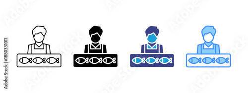 Fishmonger icon set multiple style collection