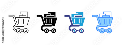 Shopping Cart icon set multiple style collection