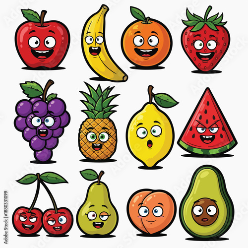 Wallpaper Mural Cartoon fruit characters with faces Torontodigital.ca