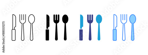 Cutlery icon set multiple style collection