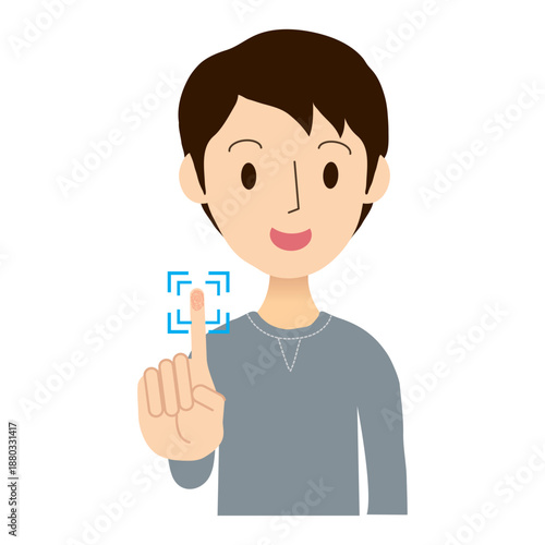 人差し指で指紋認証をする男性