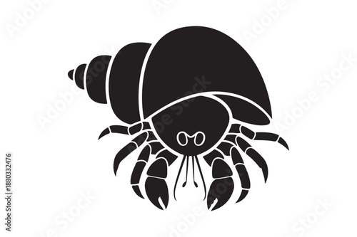 Hermit crab silhouette vector illustration, Black Hermit crab silhouette vector