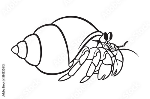 Hermit crab silhouette vector illustration, Black Hermit crab silhouette vector