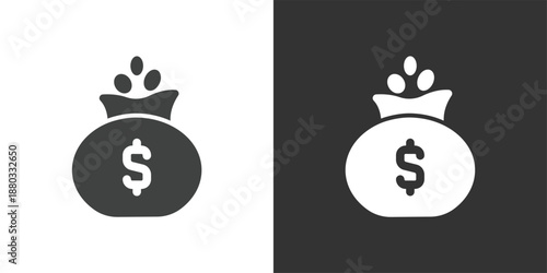 Dollar Money Bag icon. Solid glyph series icon