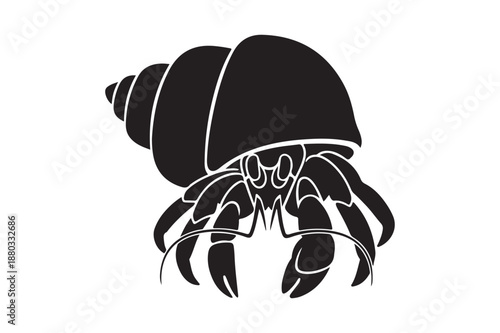 Hermit crab silhouette vector illustration, Black Hermit crab silhouette vector