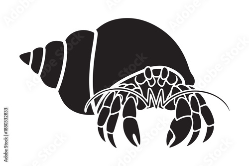Hermit crab silhouette vector illustration, Black Hermit crab silhouette vector
