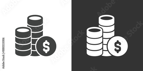 Stack of Dollar Coins icon. Solid glyph series icon