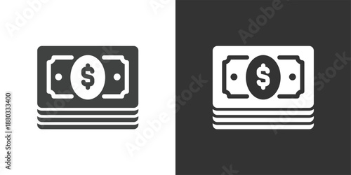 Stack of Banknotes icon. Solid glyph series icon