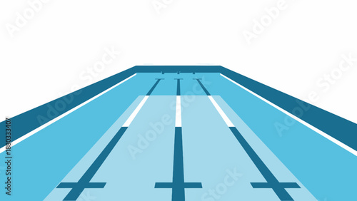 Empty swimming pool with racing lanes and starting markers