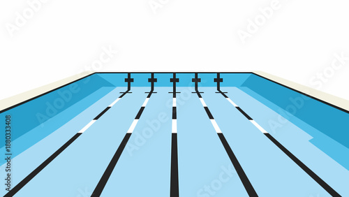 Competitive swimming pool with clear racing lane lines