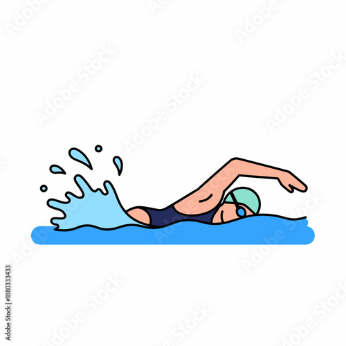 Professional female swimmer performing butterfly stroke in pool