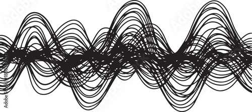 Black and white abstract wave design with swirling lines