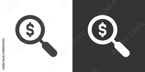 Financial Audit or Search icon. Solid glyph series icon