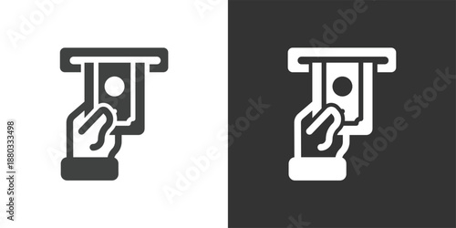 Cash Withdrawal icon. Solid glyph series icon