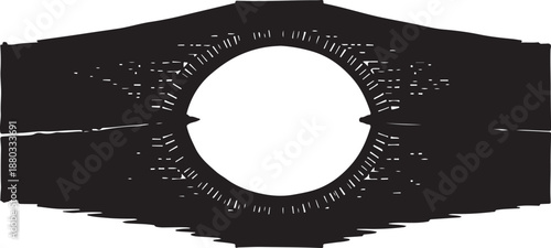 Abstract black and white illustration with circular design element