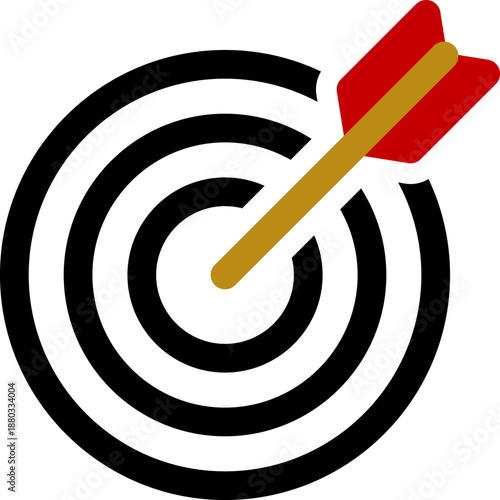 当たりアイコン。矢。的。（icon of arrow hitting target. Bulls eye icon silhouette abstract design.）
