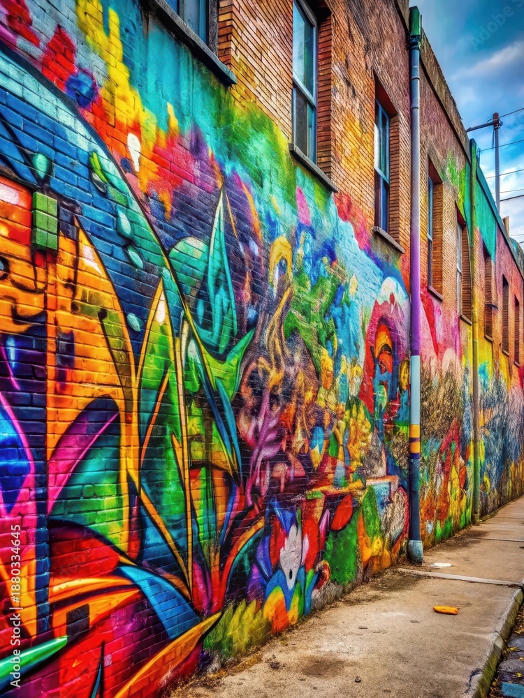 Fototapeta premium Graffiti street wall with abstract urban art
