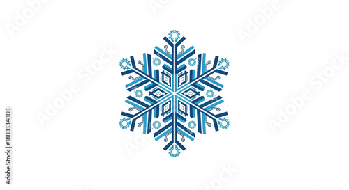 Futuristic Mechanical Snowflake Icon Design with Circuitry Elements