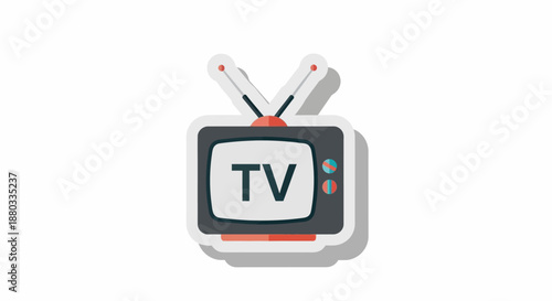 Vintage Retro Television Set Icon with Antennas for Classic TV Representation