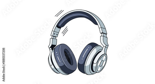 Professional silver and black headphones with large ear cushions and an adjustable headband for music and audio production concepts.