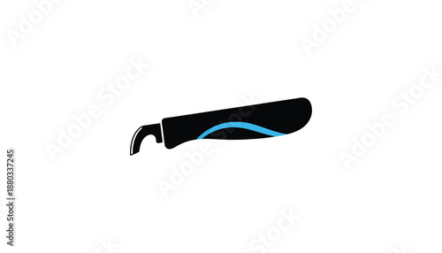 Straight Razor with Blue Accent on Black Handle in Moody Lighting on Dark Background for Grooming