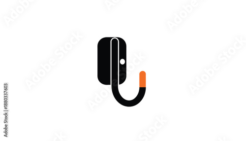 Portable Power Bank in Modern Minimalist Design with Bright Orange Accent in Simple Flat Illustration for Tech Accessories