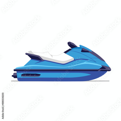 Blue Jet Ski on White Background