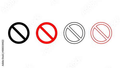 No Entry Sign Collection Versatile Vector Graphics for Prohibition and Restriction Warnings, featuring Bold Red and Black Circle Symbols for Safety and Forbidden Access Design