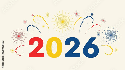 2026 Celebration New Year's Eve Fireworks and Festive Number Design for Upcoming Year