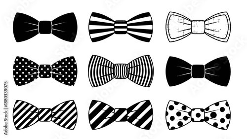 A Variety of Bow Tie Designs Featuring Geometric Patterns and Stripes