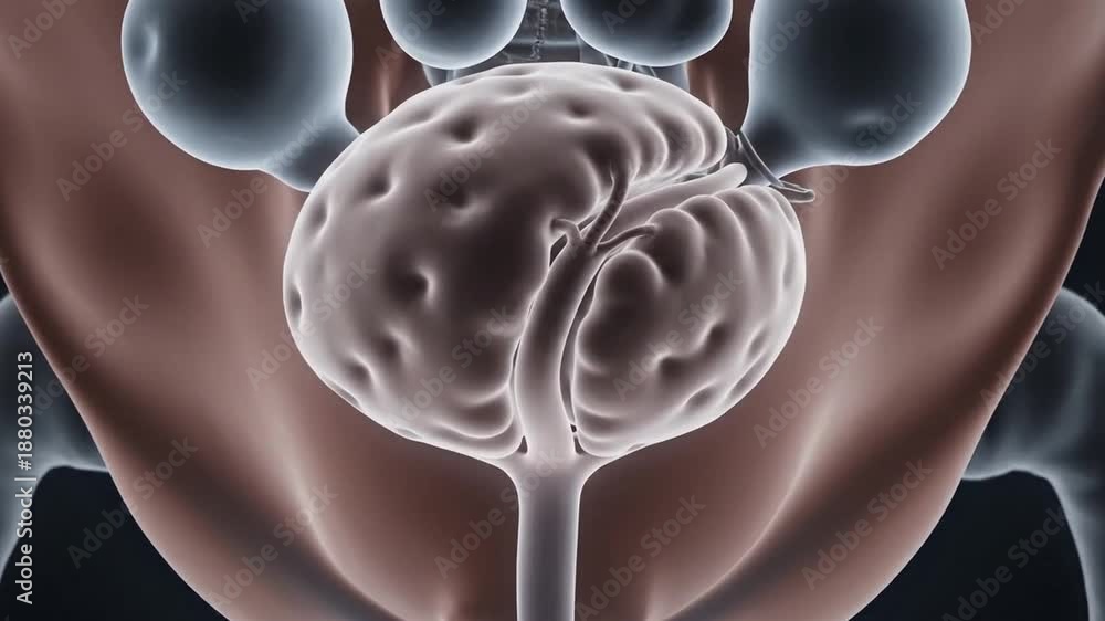 Male Prostate Cinematic medical 3D animation showcasing a detailed lateral view of ...