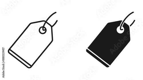 Black and white price tags on white background