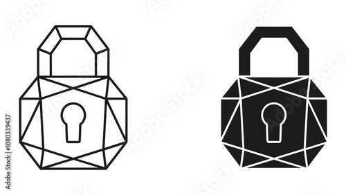 Secure lock icon set with geometric design