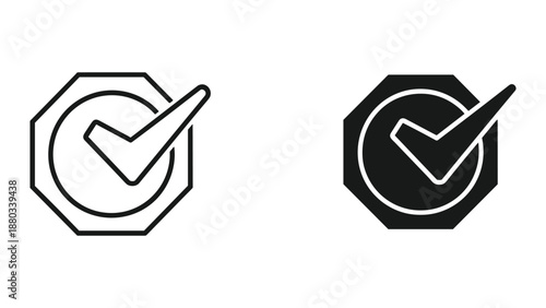 Check mark icon in octagon shape