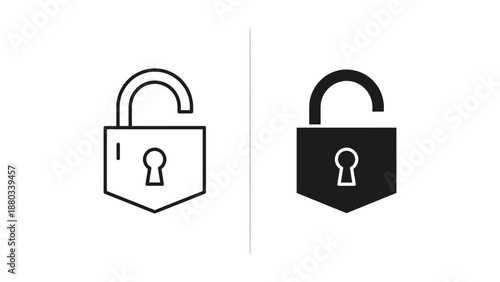 Unlocked padlock icons in different styles