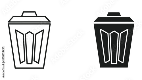 Simple line art illustration of two trash cans