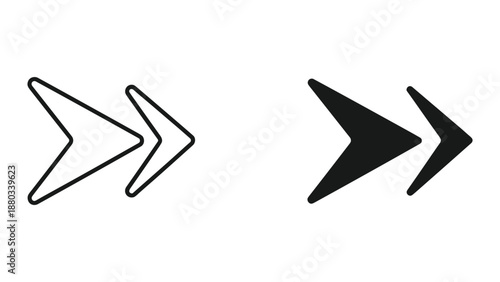 Double arrow icons in black and white