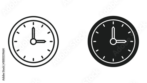 Simple clock icons in black and white
