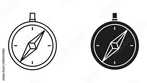 Compass icon set with navigation and direction