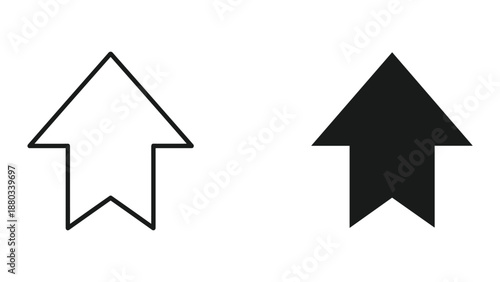 Black and white arrows pointing upward on white background