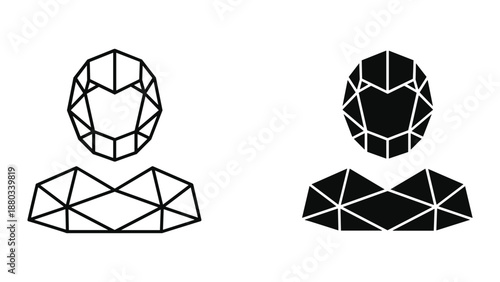 Diamond icon set with geometric shapes